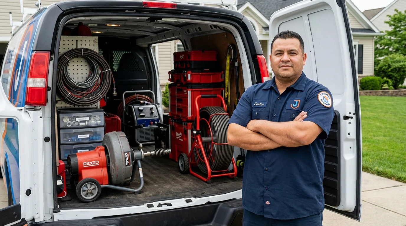 Professional drain cleaning equipment and Johns Plumbing LLC plumber in Montgomery City