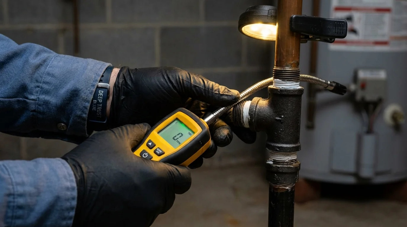 Gas leak detection with electronic sniffer by Johns Plumbing LLC in Montgomery City