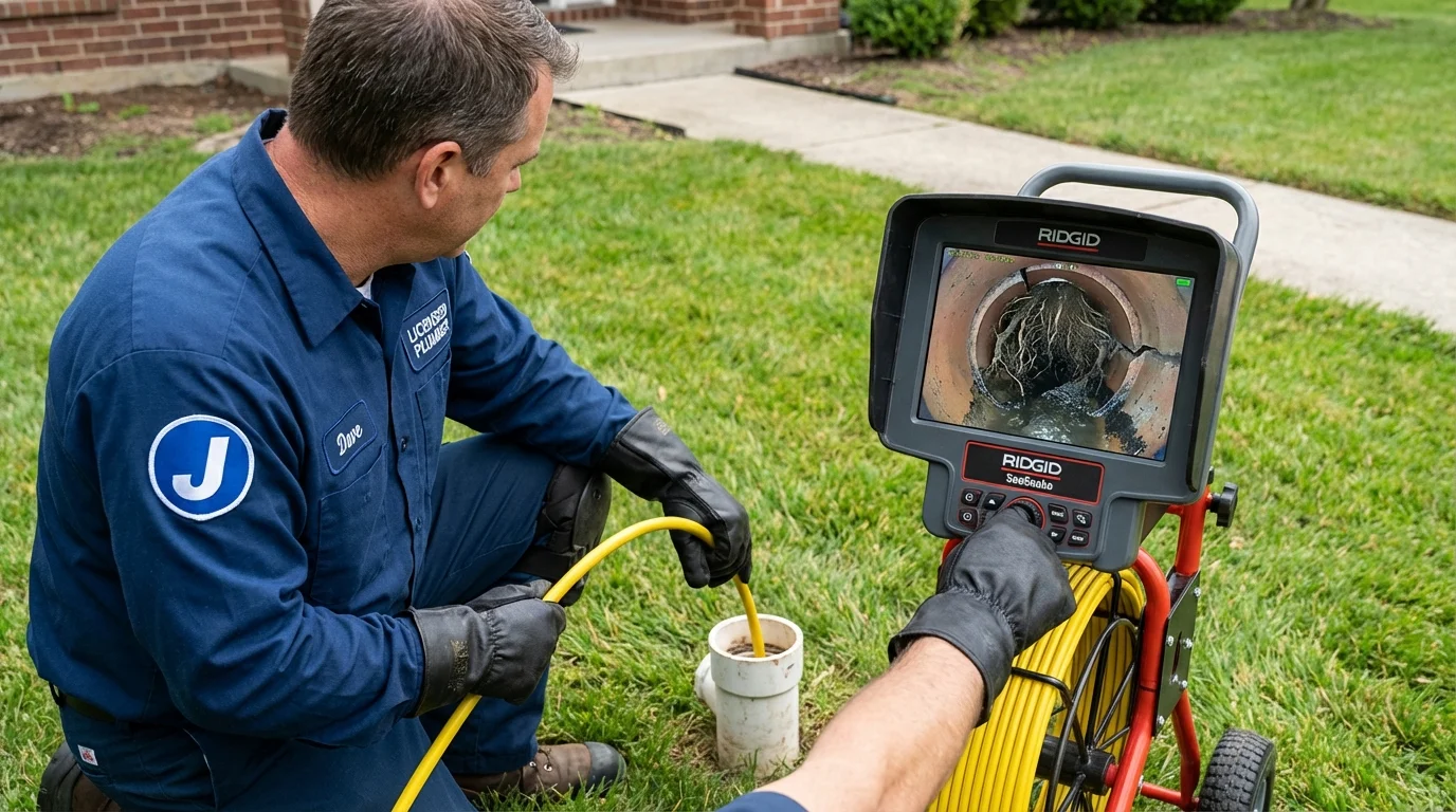 Sewer camera inspection being performed by Johns Plumbing LLC in Montgomery City