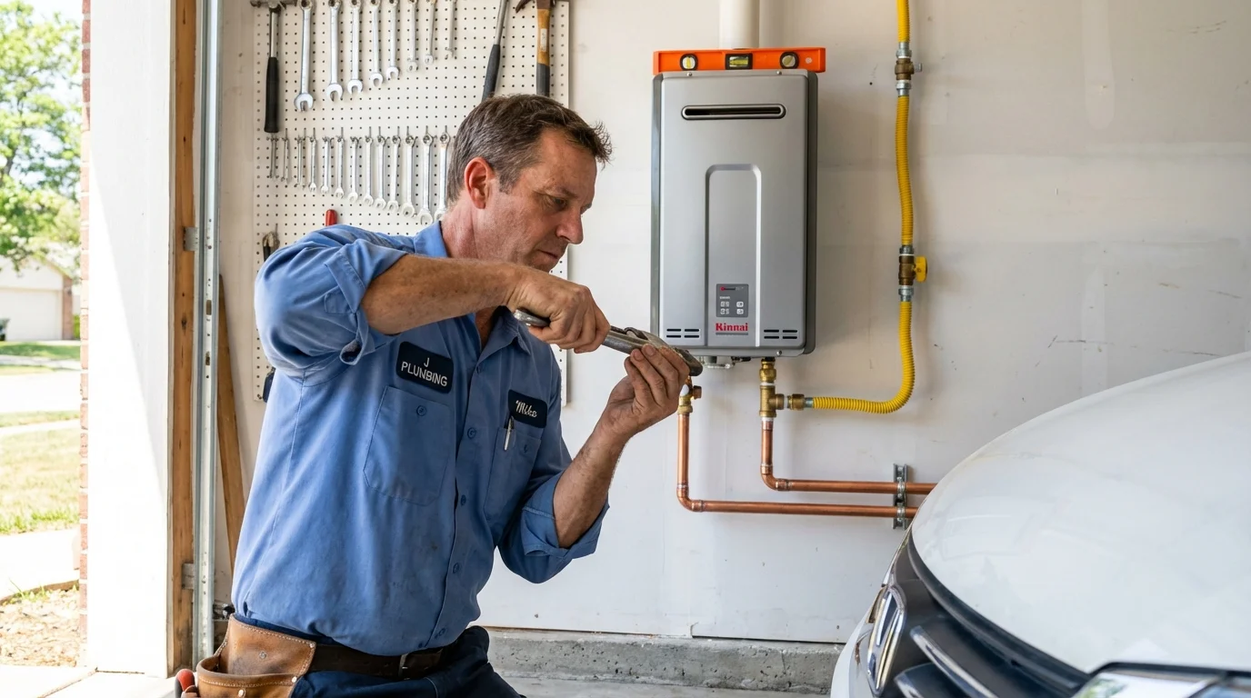 Tankless water heater installation by a Johns Plumbing LLC plumber in Montgomery City